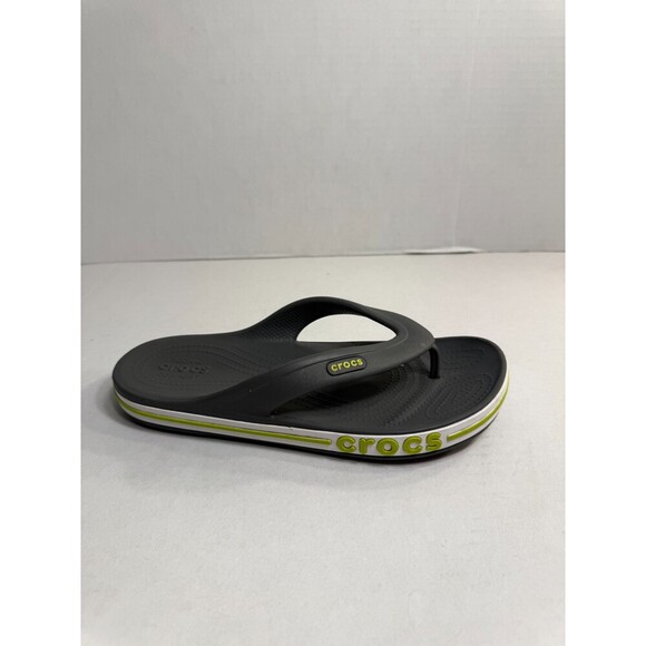 0135 Crocs Classic Bayaband Grey/Yellow Flip Flops-US 6 Mens, 8 Womens - Picture 1 of 5